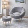 Atelier Del Sofa Lida - Conjunto de Sillón y Puff Gris